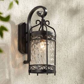 10-1901-519 John Timberland Paseo Vintage Outdoor Wall Light Fixture Matte Black 19 Inch Clear Glass Exterior