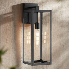 10-2101-503 John Timberland Titan Modern Outdoor Wall Light Fixture Mystic Black 20 Inch Clear Glass Exterior