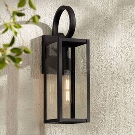 10-2112-302 John Timberland Modern Outdoor Wall Light Fixture Deep Black 21 Inch Clear Glass For Post Exterior