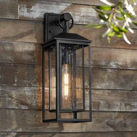 10-2310-251bk John Timberland Califa 20 Inch High Black And Clear Glass Outdoor Light