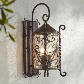 10-5025-68 John Timberland Casa Seville Rustic Farmhouse Outdoor Wall Light Fixture Walnut Scroll 23 3/4 Inch