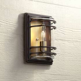 19-1707-300 John Timberland 2c Habitat 11 Inch High Bronze And Warm Brass Outdoor Wall Light 19-1707-300 John Timberland 2c Habitat 11 Inch High Bronze And Warm Brass Outdoor Wall Light