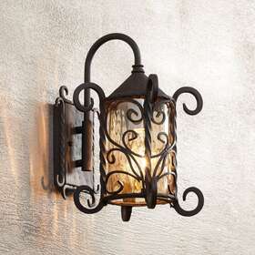 19-4730-68 John Timberland Hl19027b Casa Seville 13 1/4 Inch High Iron Scroll Traditional Outdoor Wall Light