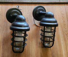 19-6127 John Timberland 2 Industrial Rustic Outdoor Wall Light Fixture Bronze Hooded Cage 13 Inch Exterior