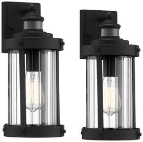 John Timberland 816v0 Stan 15 Inch High Texture Black Motion Sensor Outdoor Wall Light Set Of 2
