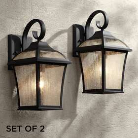 Jf-1601011 John Timberland Mosconi 15 Inch High Black Carriage House Outdoor Wall Lights Set Of 2