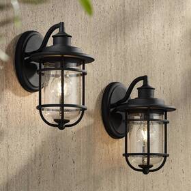Jf-2017042 John Timberland Markham Modern Industrial Outdoor Wall Light Fixtures Set Of 2 Black 10 1/2 Inch Jf-2017042 John Timberland Markham Modern Industrial Outdoor Wall Light Fixtures Set Of 2 Black 10 1/2 Inch