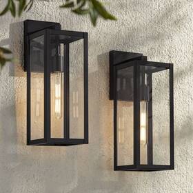 Ks134p8 John Timberland Titan 17 Inch Mystic Black Outdoor Wall Lights Set Of 2