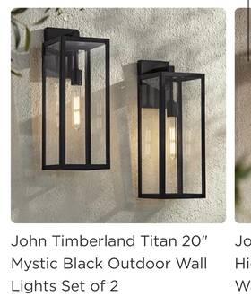 Ks135p8 John Timberland Titan 20 Inch Mystic Black Outdoor Wall Lights Set Of 2