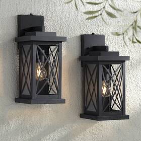 Ks157p8 John Timberland Woodland Park 15 Inch H Black Dusk To Dawn Outdoor Porch Light Set Of 2