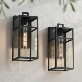 Ks2111m John Timberland San Lucas 14 1/2 Inch Sand Black Outdoor Lights Set Of 2