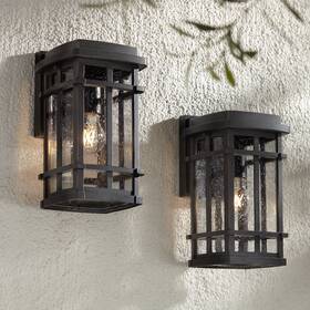 Ks252p8 John Timberland Neri 12 1/2 Inch H Mission Oil-rubbed Bronze Outdoor Wall Light Set Of 2