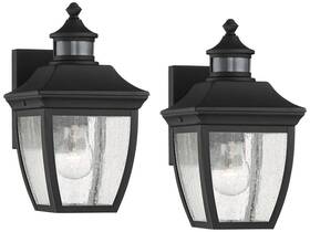Ks284p8 John Timberland Beaufort 12 Inch High Black Motion Sensor Outdoor Wall Light Set Of 2
