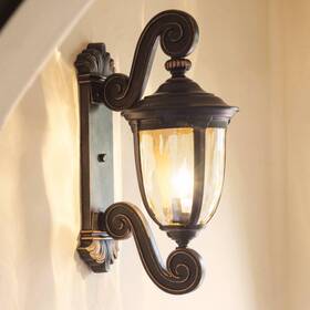Lp101 John Timberland Bellagio Vintage Outdoor Wall Light Fixture Bronze 24 Inch Hammered Glass Exterior