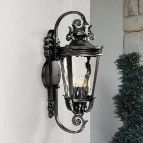 Lp109c-7t John Timberland Casa Marseille Vintage Outdoor Wall Light Fixture Textured Black Scroll Arm 31 Inch