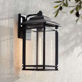 Lvc19101-odwl-l John Timberland Matte Blk North House 19 Inch High Black And Glass Outdoor Wall Light