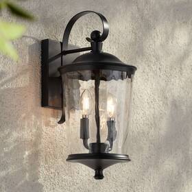 R-9865-2 John Timberland Cirilla 17 1/2 Inch High Matte Black Outdoor Wall Light