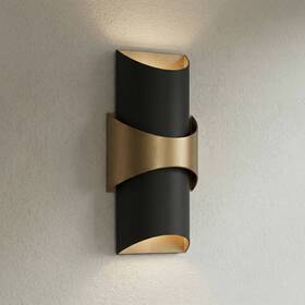 T1035 John Timberland Axford 14 Inch H Sand Black And Aged Brass Up/down Led Outdoor Wall Light