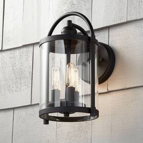 Tw1806044b John Timberland Avani Modern Outdoor Wall Light Fixture Black 3-light 13 Inch Clear Glass Exterior