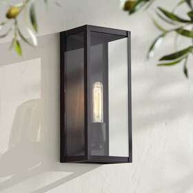 Yal-38 John Timberland Modern Outdoor Wall Light Fixture Black 14 1/4 Inch Glass For Exterior House Porch