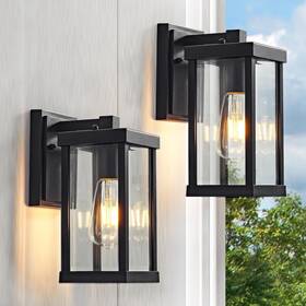2-wb014 Jokaonotl Black Outdoor Wall Lights 11 Inch H Classic Exterior Lighting Fixtures W