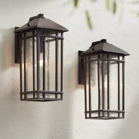 Ks148p8 Kathy Ireland Sierra Craftsman 16 1/2 Inch H Outdoor Wall Light Set Of 2