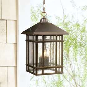 Lp122s-2c-e12 Kathy Ireland Sierra 16 1/2 Inch High Bronze Outdoor Hanging Light