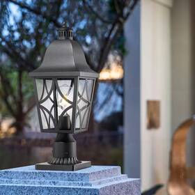 Keazile 313057180138 20 Inch Black Outdoor Flush Mount Wall Light With Clear Glass And Aluminium Frame