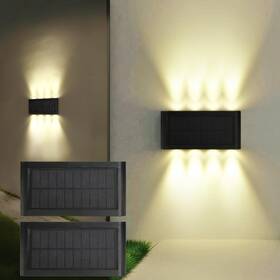Hsp1806.v0 Kelvinlux 2 Pack Solar Wall Lights Outdoor 3000k Warm White Ip44 Waterproof 8 Led Up