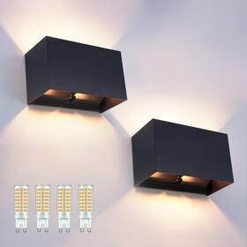2g9-w Kicaao 2 Pack Modern Wall Sconce 16w Ip65 Waterproof Led Outdoor Light