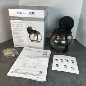 1085720 Kichler Barrington Outdoor Wall Mount Lantern Distressed Black Faux Wood