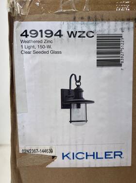 49194wzc Kichler Riverwood 19.5 Inch 1-light Weathered Zinc Outdoor Wall Lantern Sconce