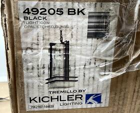 49205bk Kichler Tremillo 1-light 6.5 Inch Outdoor Hanging Pendant In Black Painted
