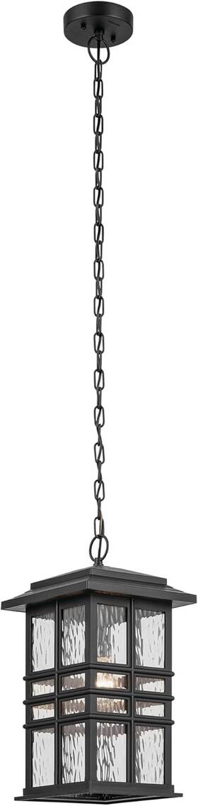 49833bkt Kichler Beacon Square 18 Inch 1-light Hanging Light Clear Hammered Glass Black