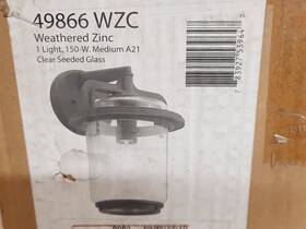 49866wzc Kichler 49866 Weathered Zinc Andover Single Light 17-1/4 Inch H Outdoor Wall Sconce