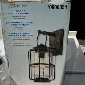 0808354 Kichler 737995395056 Montview Outdoor Wall Light Lantern Zinc Finish/seedy Glass #0808354