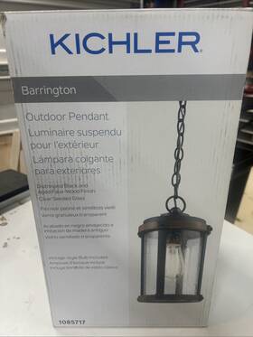 Kichler 737995395179 Barrington Seeded Glass Cylinder Mini Outdoor Hanging Pendant Light