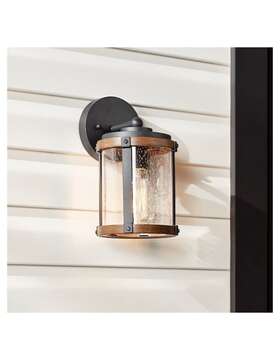 759419 Kichler Barrington Outdoor Lantern 10 Inch Wall Light Distressed Black/wood Finish