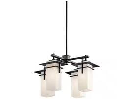 Kichler 783927289771 Caterham 4-lt Olde Bronze Outdoor Porch Chandelier With Satin Etched Glass