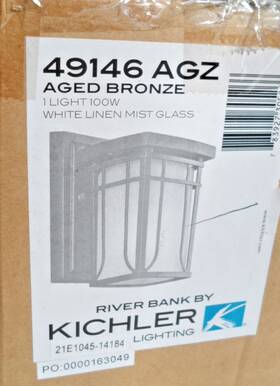 49146agz Kichler 783927305266 River Bank Outdoor Bronze Wall Light Fixture