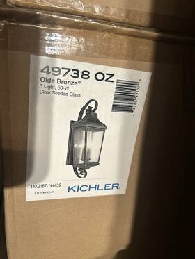 Kichler 783927491099 Forestdale Outdoor Wall 3lt Olde Bronze Clear Seeded - 49738oz