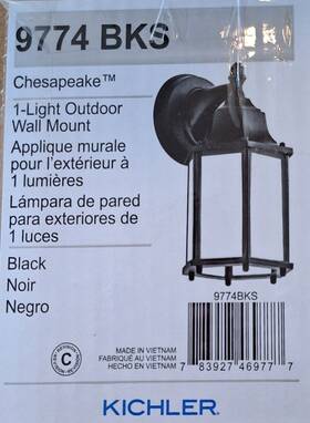 9774bks Kichler Chesapeake Outdoor Wall 1lt 5.5x10.25 Inch Black Satin Etch -
