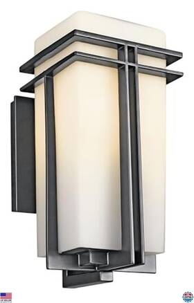 B003f1h0cm Kichler Outdoor Wall Light 14.25 Inch Black Sconce With Opal Glass For Porch Or Patio