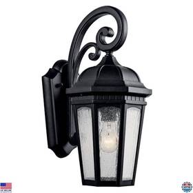 B00ch9ajvc Kichler Outdoor Wall Light 17.75 Inch 1 Clear Seeded Glass Textured Black Finish