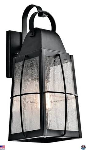 B00lpa4ypg Kichler Outdoor Wall Light 17.75 Inch Textured Black 1-light Sconce Clear Seeded Glass