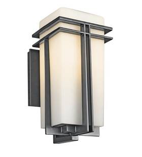 K49201bk Kichler Tremillo Outdoor Wall Light Fixture Lantern Sconce Etched Opal Glass