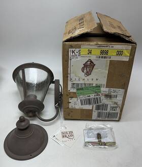 K9747 Kichler Olde Brick Outdoor Wall Sconce Solid Brass 1 Light Seedy Glass
