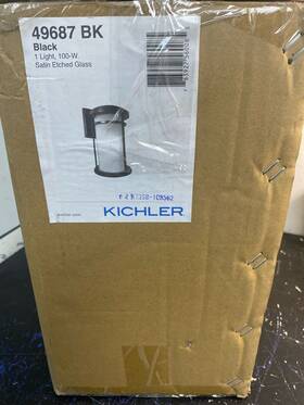49687bk Kichler Lighting Toman 13.5 Inch 1 Light Outdoor Wall With Satin Etched Glass In Black