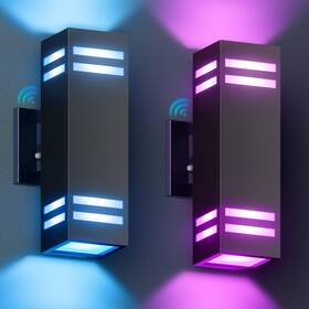 K212 Kizon Smart Outdoor Wall Lights Dusk To Dawn Rgb Color Changing 2-pack Waterproof