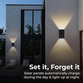 Stl-312-1 Kobot Outdoor Solar Wall Lights Square Sconce Aluminum Metal Black Modern M